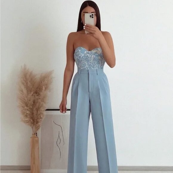 New Zara Floral Printed Underwire Linen Blend Bustier Crop Top NWT Large - Picture 8 of 17